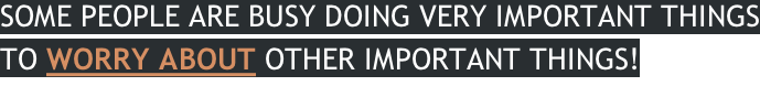 SOME PEOPLE ARE BUSY DOING VERY IMPORTANT THINGS TO WORRY ABOUT OTHER IMPORTANT THINGS!